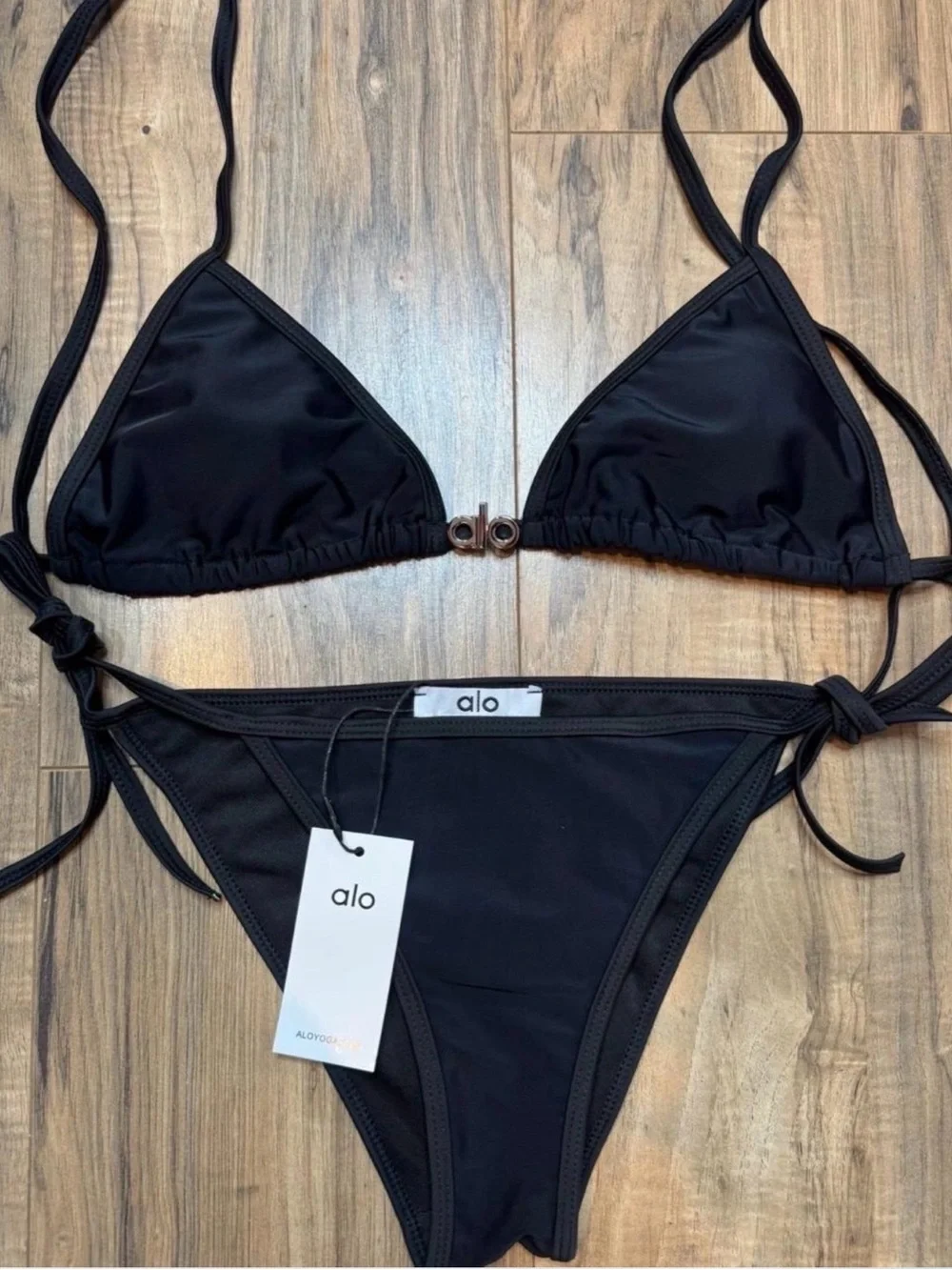 ALO Yoga Black Triangle String Bikini